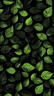 绿叶黑色背景无缝图案