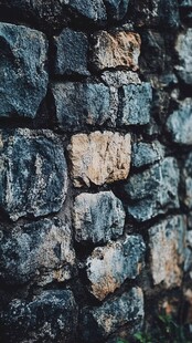 古老石墙纹理特写