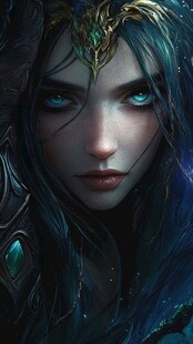 神秘蓝发女战士形象