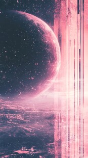 梦幻粉紫系太空星球景象