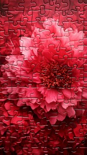 拼图中的娇艳红花朵