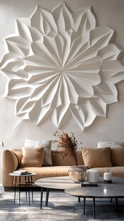 立体花朵墙饰客厅场景图