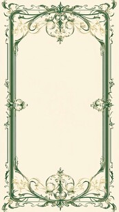 复古绿色花纹边框装饰图
