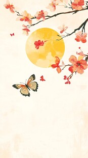 春日繁花蝶舞伴明月