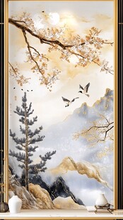 中式山水花鸟意境壁画