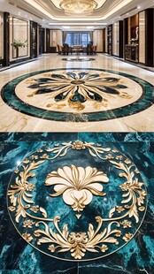 奢华大理石拼花地面设计