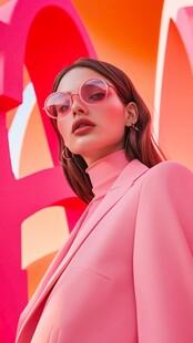 时尚粉衣女子的潮流魅力