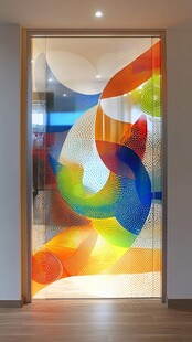 彩色艺术玻璃打造独特门景