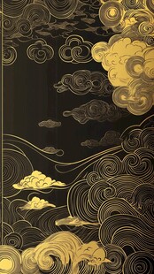 黑金祥云纹中式装饰图案