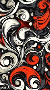 动感黑白红抽象花纹图案