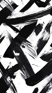 黑白笔触抽象艺术图案