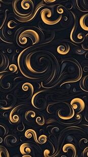 黑金旋涡纹理无缝图案