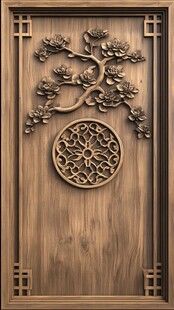 中式木雕门板 雅致雕花设计