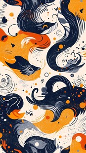 梦幻海洋生物抽象艺术图