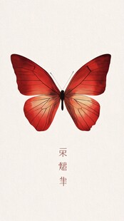 红色蝴蝶艺术插画