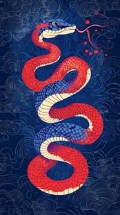 红蓝交织盘旋神秘巨蛇