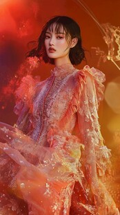 梦幻橘色系华丽服饰少女