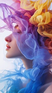 梦幻彩雾中的绝美女性