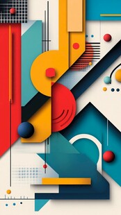 抽象几何图形构成艺术画面