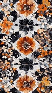 复古花卉图案织物纹理