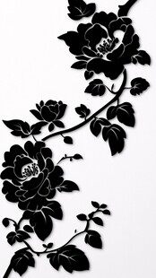黑色花卉剪影图案设计