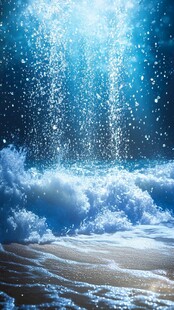 梦幻海底涌浪与光束景象