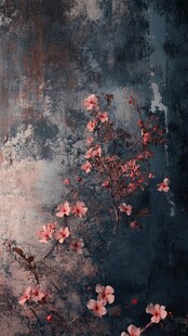 水墨风绽放的娇艳桃花