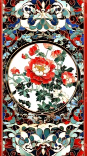 中式牡丹花纹古典装饰图案