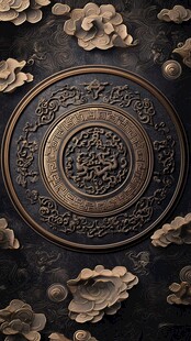 中式古典云纹龙纹浮雕图案