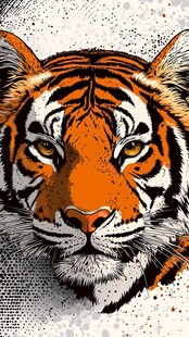 猛虎头像插画 野性十足