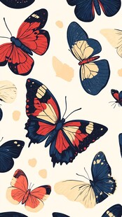 多彩蝴蝶无缝图案背景