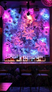 梦幻花卉装饰的时尚酒吧
