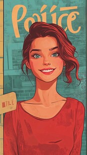 红发女警微笑形象