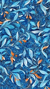 蓝色叶系梦幻植物图案