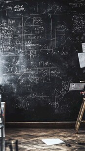 满是数学公式的黑板一角