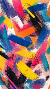 多彩抽象笔触艺术画作