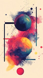 抽象水彩星球艺术插画