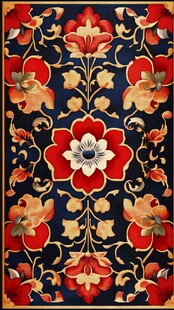 中式复古繁花锦缎图案