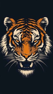 凶猛老虎头像插画