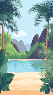 热带海滨风光泳池美景