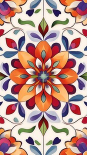 多彩花卉无缝图案设计