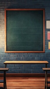 教室中的黑板与课桌