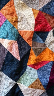 多彩拼接绗缝织物纹理