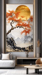 中式客厅的诗意山水挂画