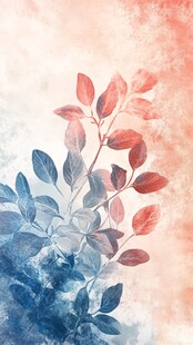 水彩绘枝叶 梦幻色彩交织
