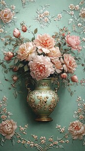 古典花瓶中的浪漫花卉