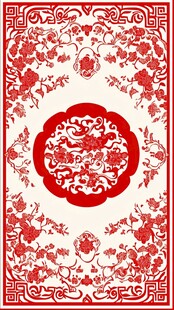 中式传统红色花纹装饰图案