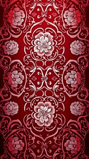 复古红底花卉精美花纹图案