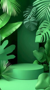 绿植环绕的清新展示台