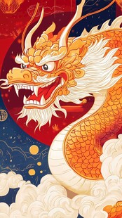 中式神龙傲游云海图